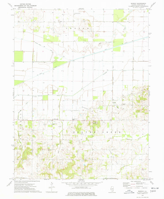 Classic USGS Bungay Illinois 7.5'x7.5' Topo Map Image
