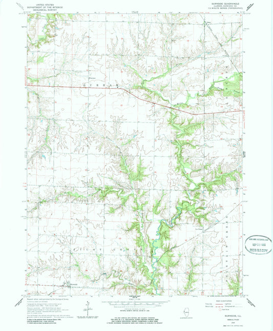Classic USGS Burnside Illinois 7.5'x7.5' Topo Map Image