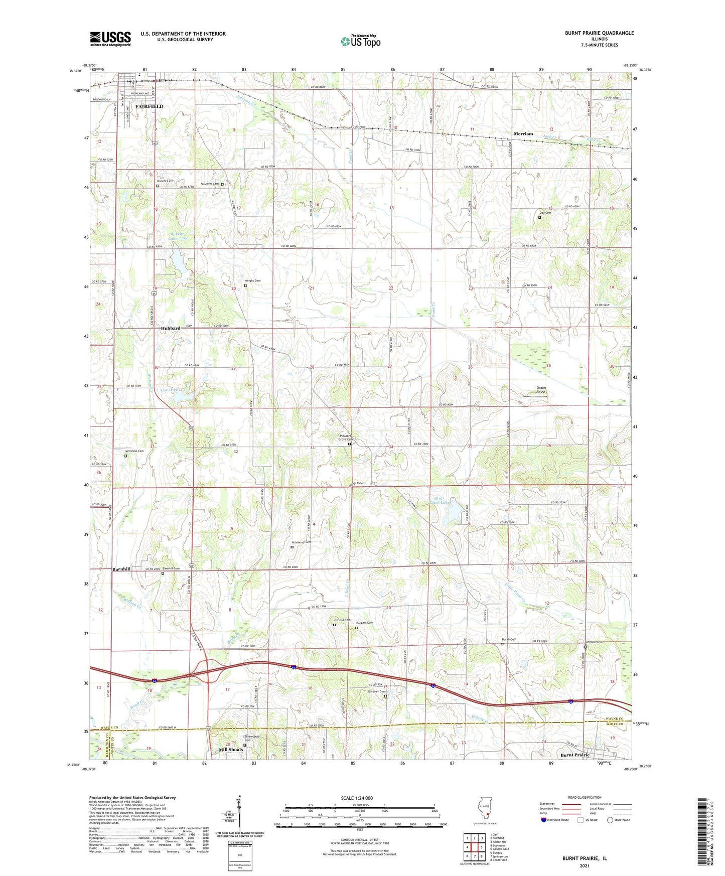 Burnt Prairie Illinois US Topo Map Image