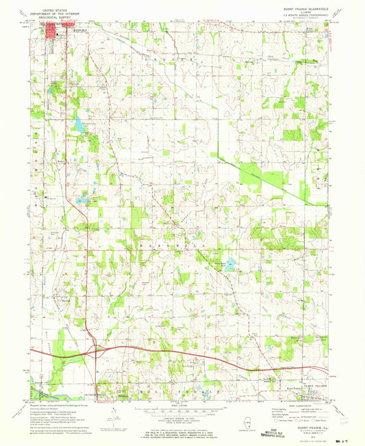Classic USGS Burnt Prairie Illinois 7.5'x7.5' Topo Map Image