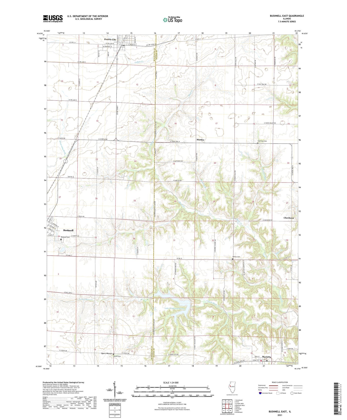 Bushnell East Illinois US Topo Map Image