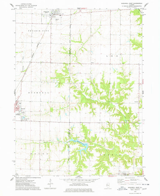 Classic USGS Bushnell East Illinois 7.5'x7.5' Topo Map Image