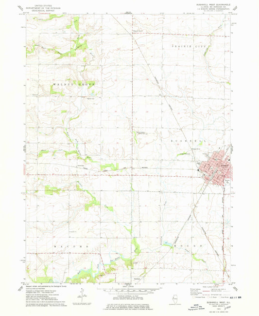 Classic USGS Bushnell West Illinois 7.5'x7.5' Topo Map Image