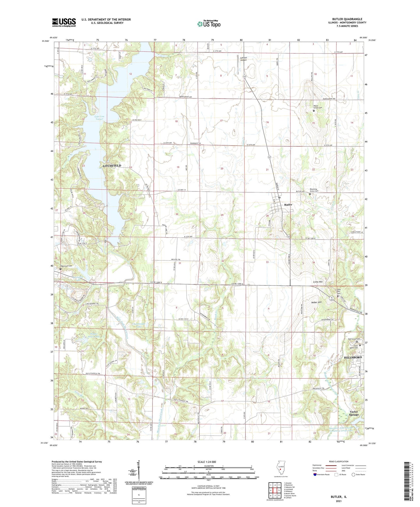 Butler Illinois US Topo Map Image