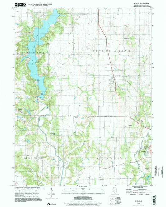 Classic USGS Butler Illinois 7.5'x7.5' Topo Map Image