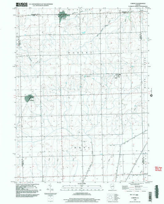 Classic USGS Cabery Illinois 7.5'x7.5' Topo Map Image