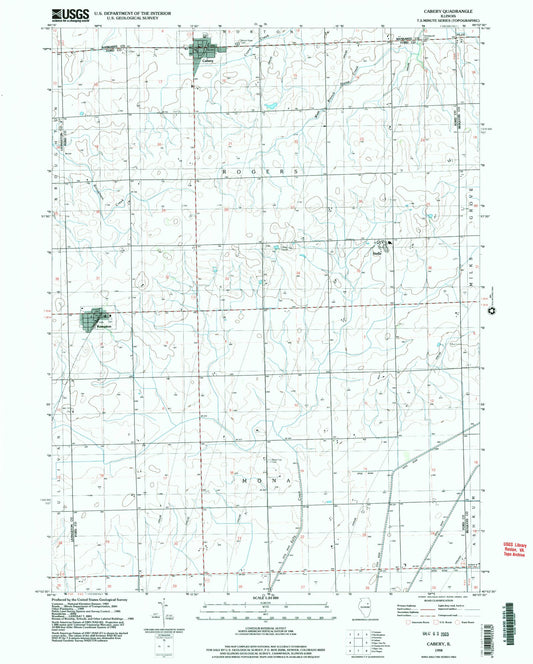 Classic USGS Cabery Illinois 7.5'x7.5' Topo Map Image