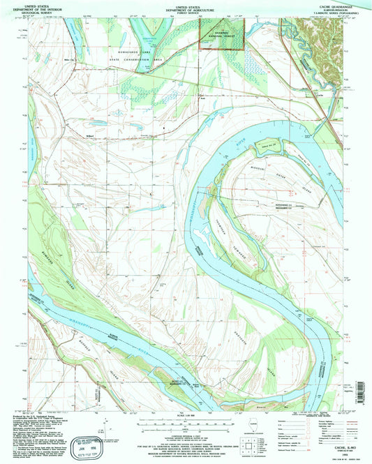 Classic USGS Cache Illinois 7.5'x7.5' Topo Map Image