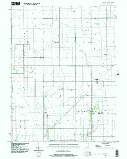 Classic USGS Cadwell Illinois 7.5'x7.5' Topo Map Image