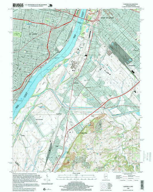 Classic USGS Cahokia Illinois 7.5'x7.5' Topo Map Image
