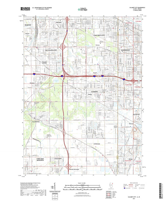 Calumet City Illinois US Topo Map Image