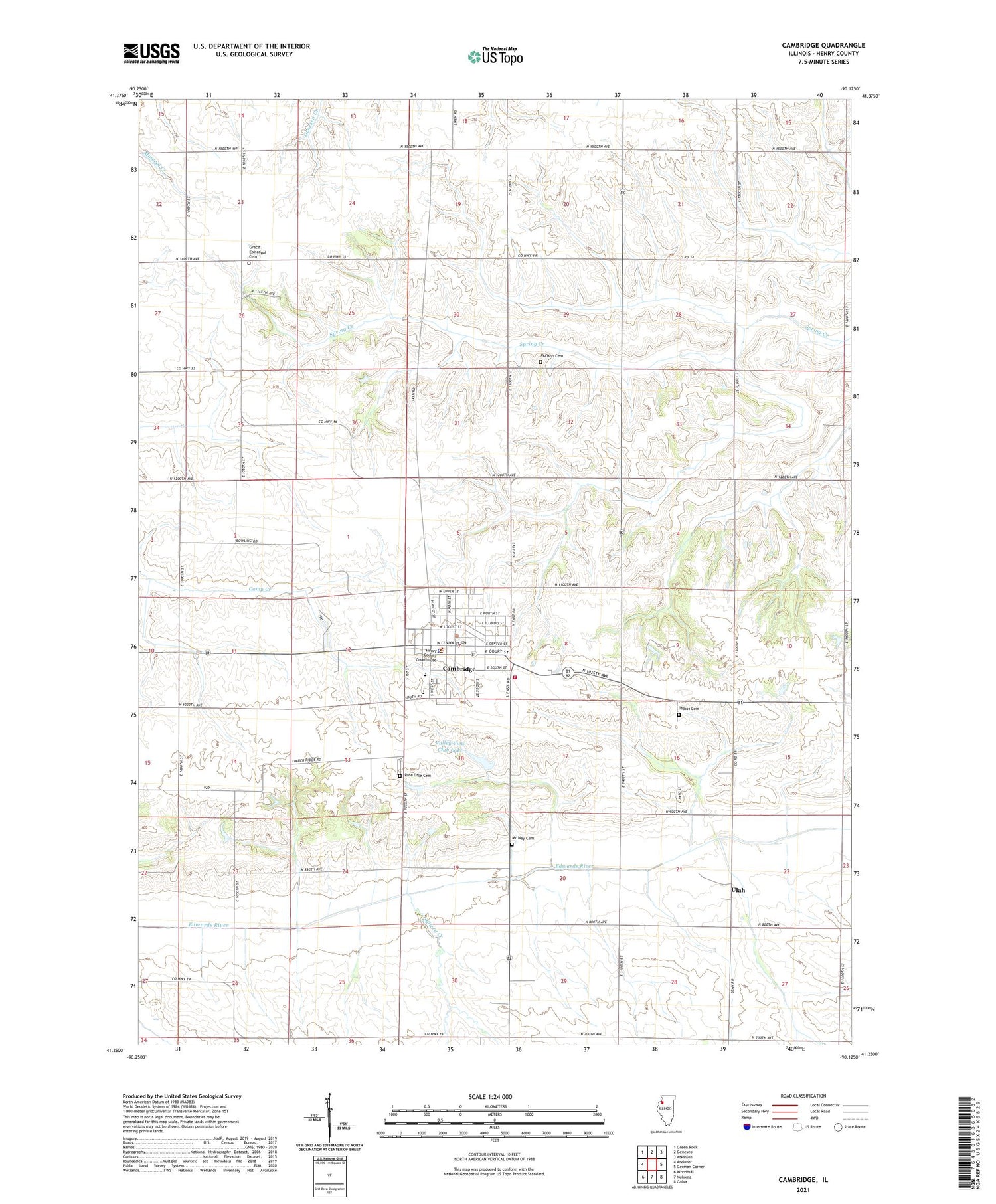 Cambridge Illinois US Topo Map Image