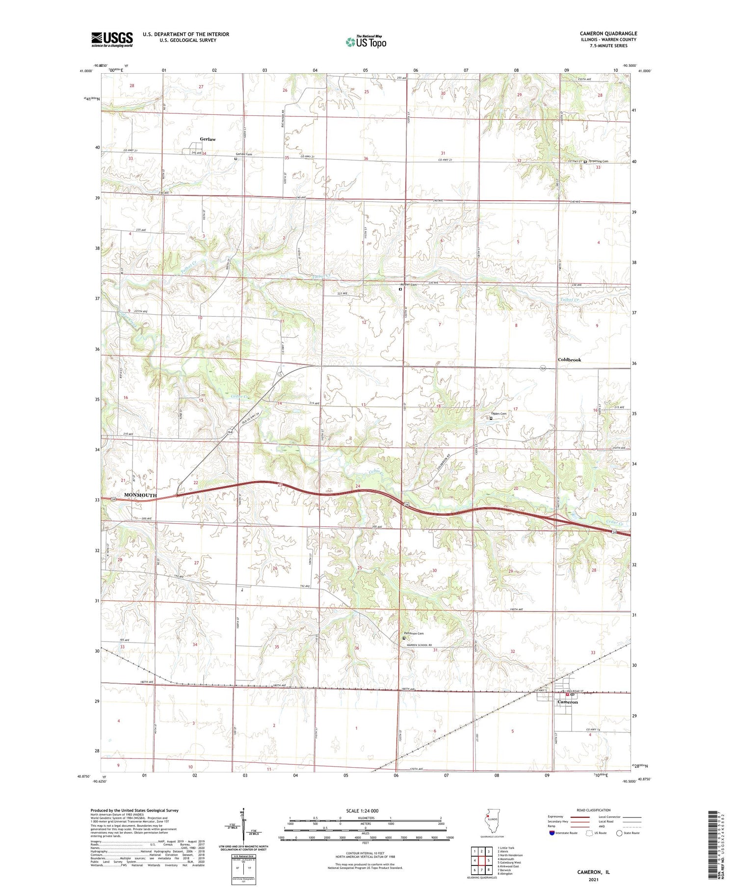 Cameron Illinois US Topo Map Image