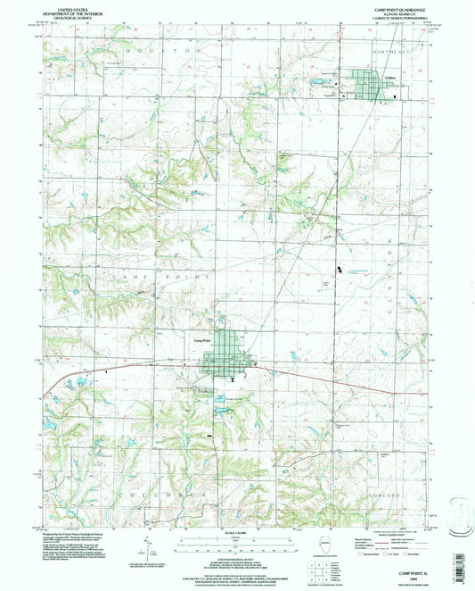 Classic USGS Camp Point Illinois 7.5'x7.5' Topo Map Image