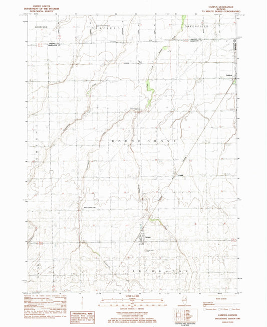 Classic USGS Campus Illinois 7.5'x7.5' Topo Map Image