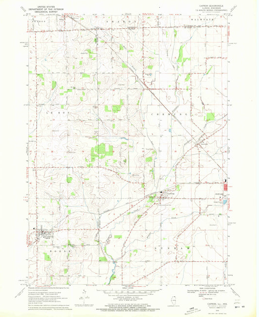 Classic USGS Capron Illinois 7.5'x7.5' Topo Map Image