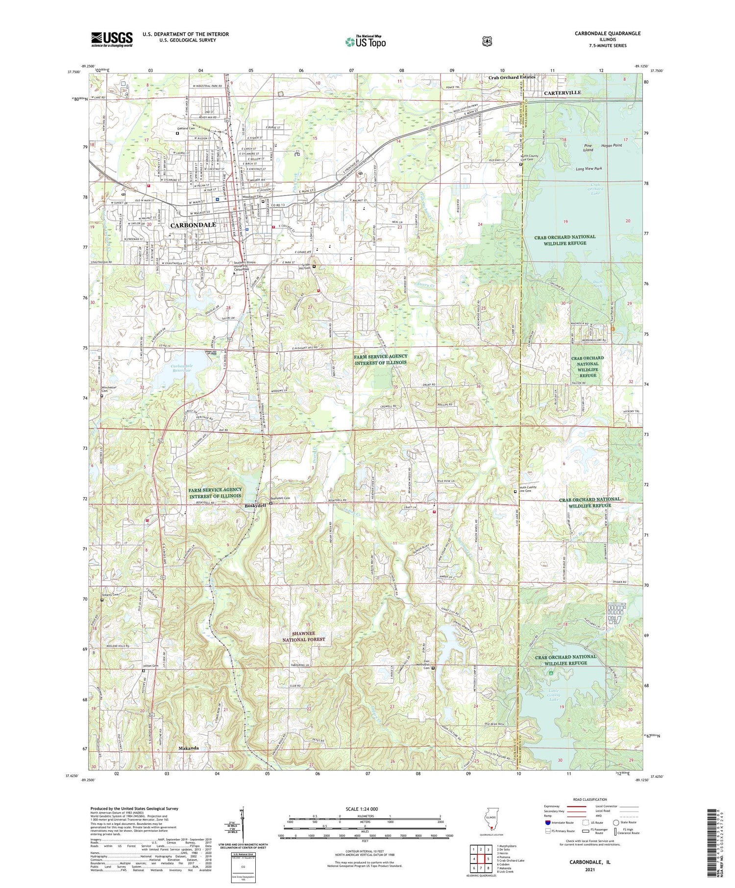 Carbondale Illinois US Topo Map Image