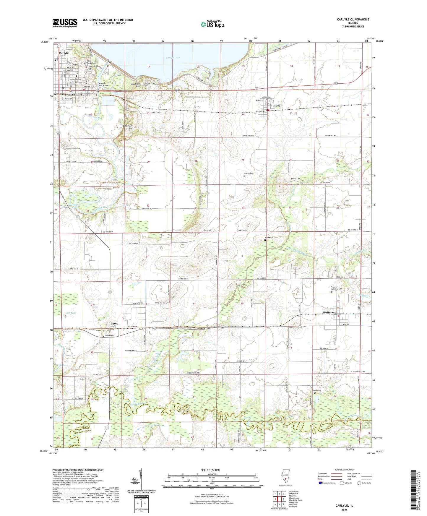 Carlyle Illinois US Topo Map Image