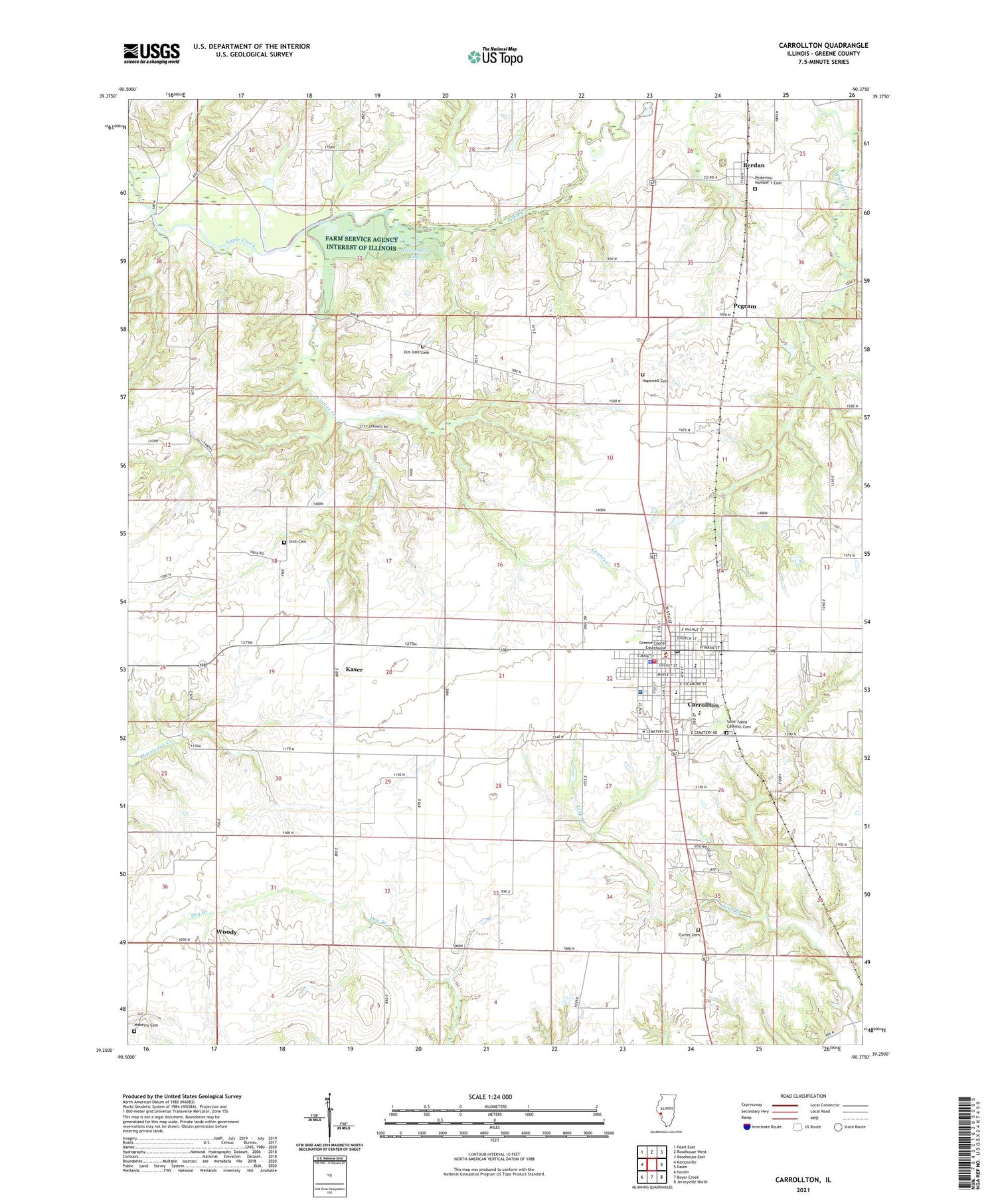 Carrollton Illinois US Topo Map Image