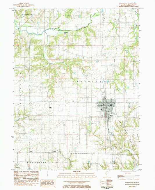 Classic USGS Carrollton Illinois 7.5'x7.5' Topo Map Image