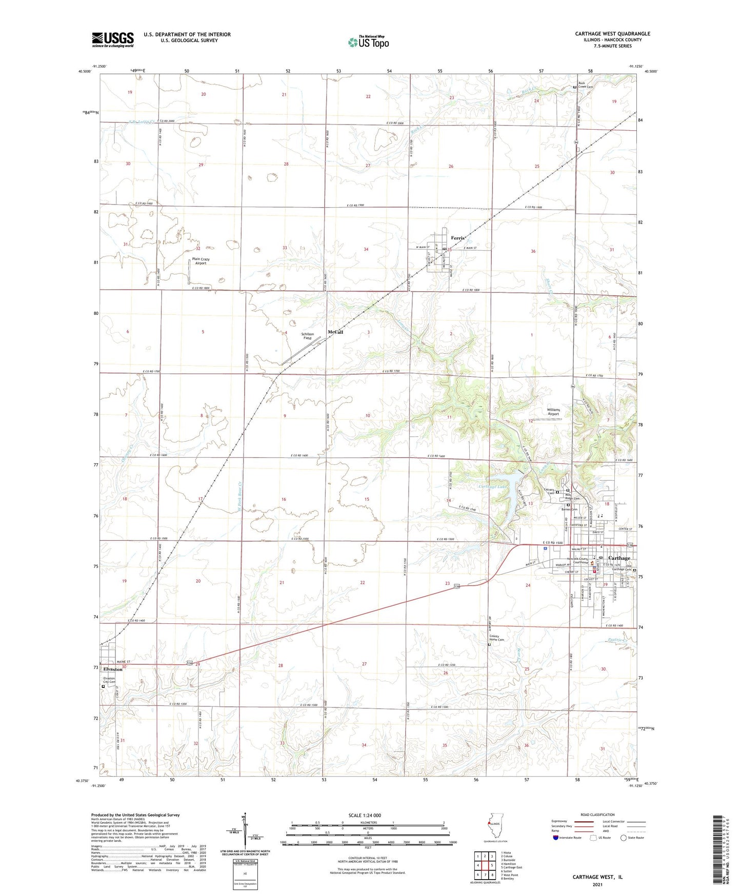 Carthage West Illinois US Topo Map Image