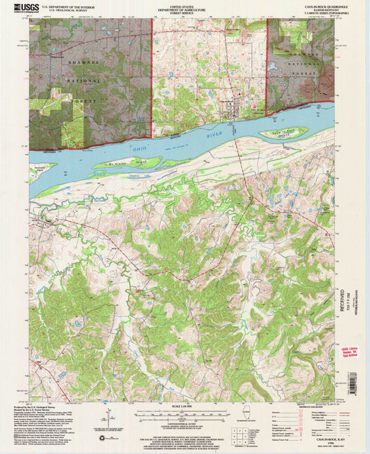 Classic USGS Cave-in-Rock Illinois 7.5'x7.5' Topo Map Image
