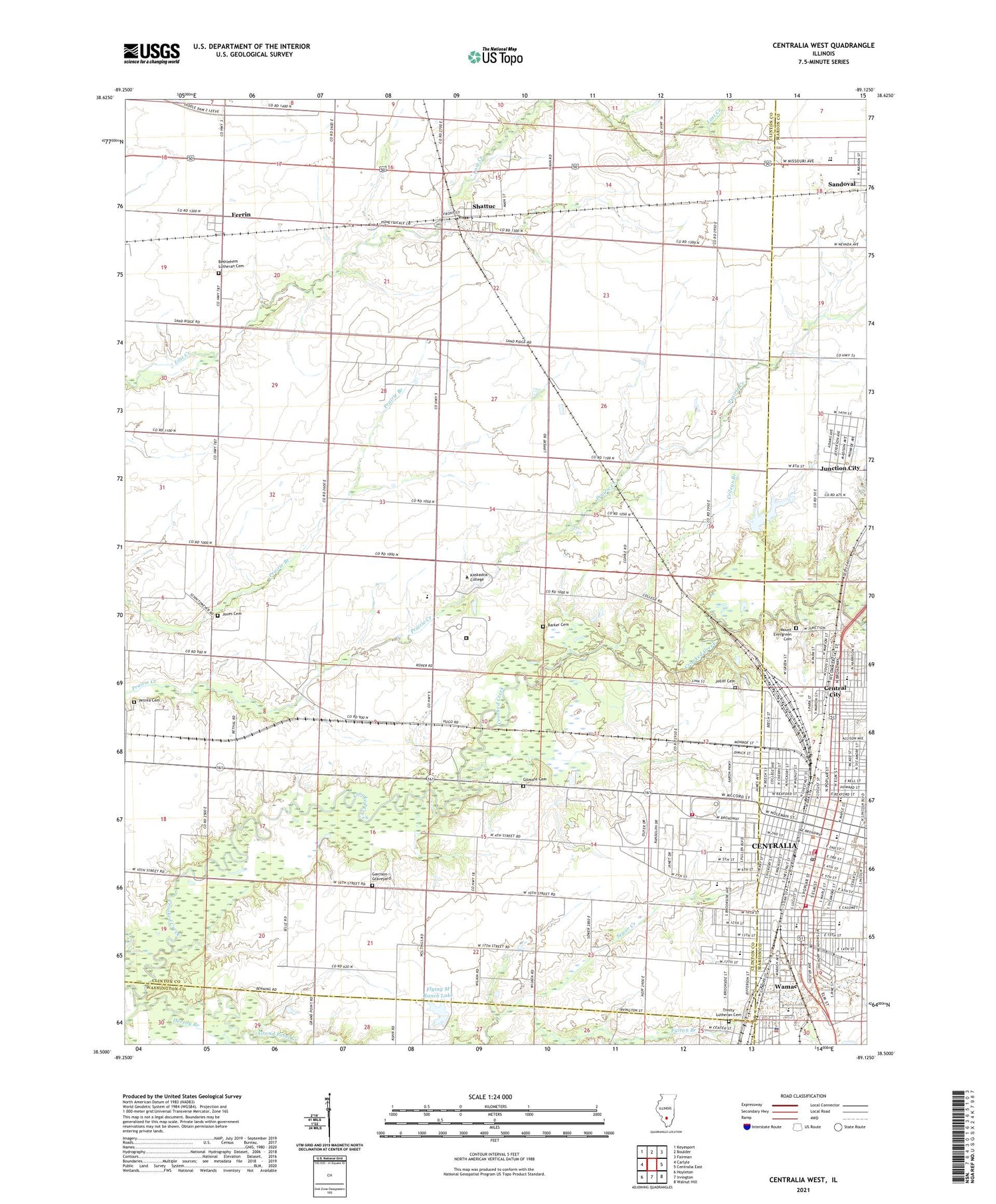 Centralia West Illinois US Topo Map Image