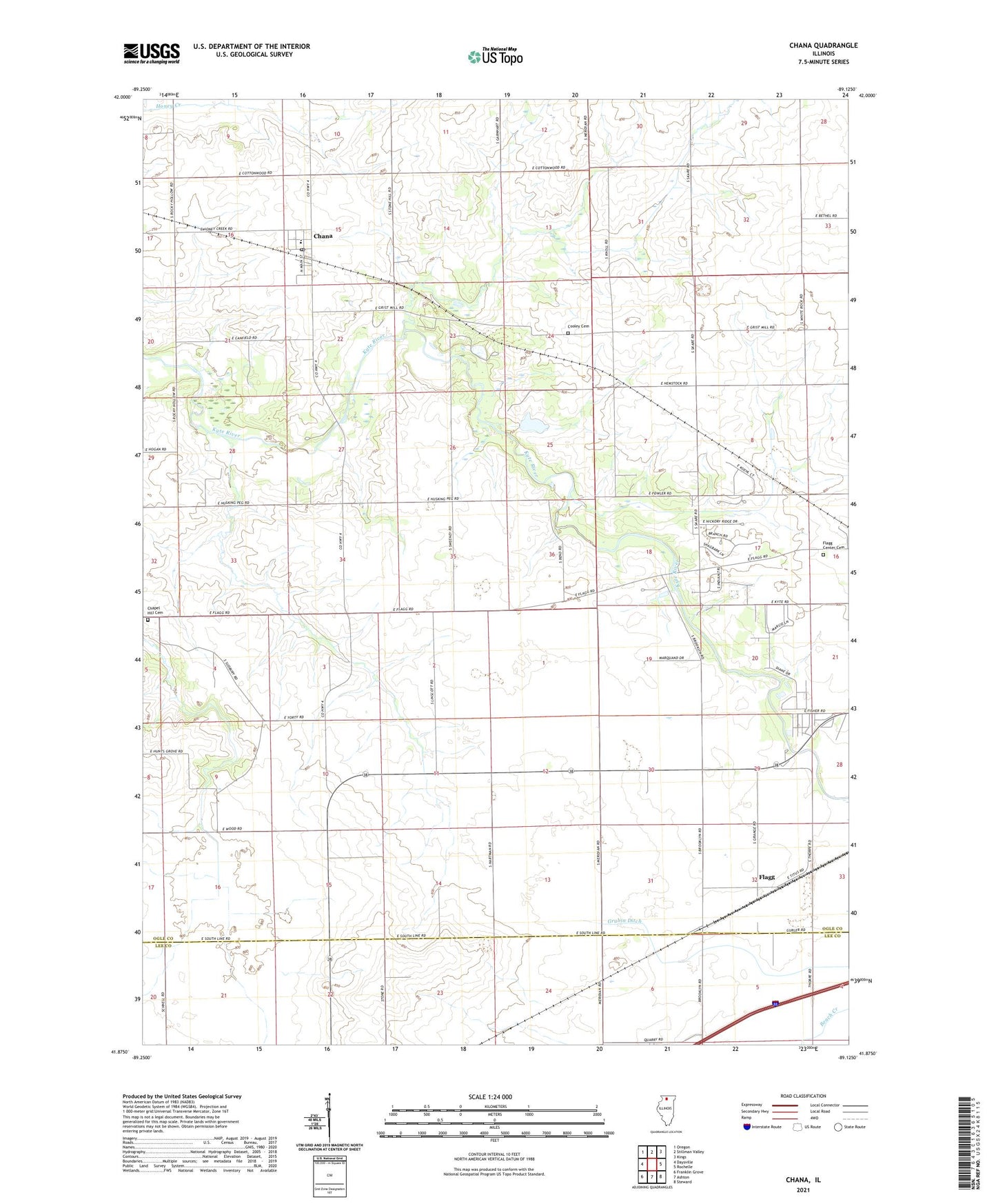 Chana Illinois US Topo Map Image