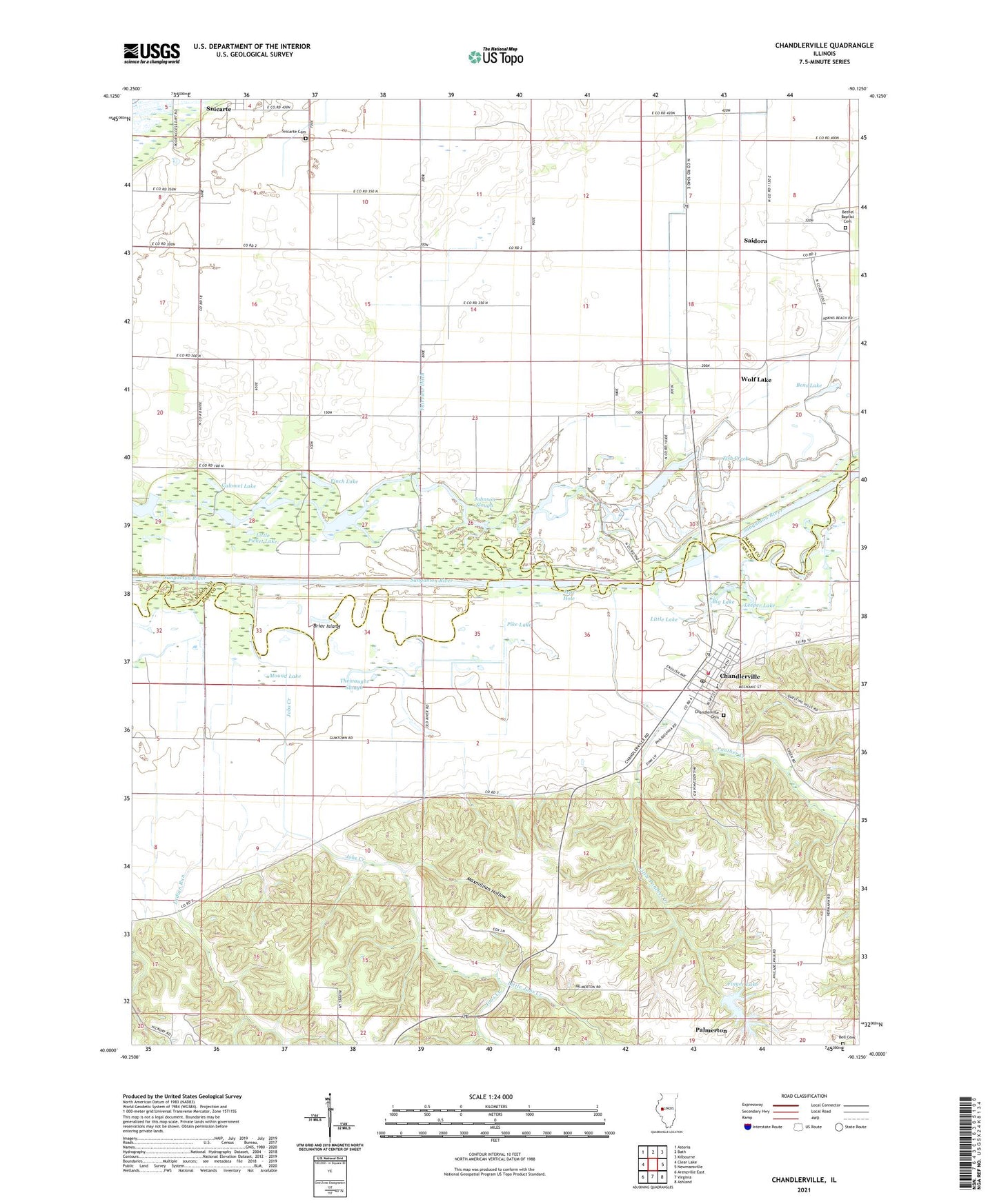 Chandlerville Illinois US Topo Map Image
