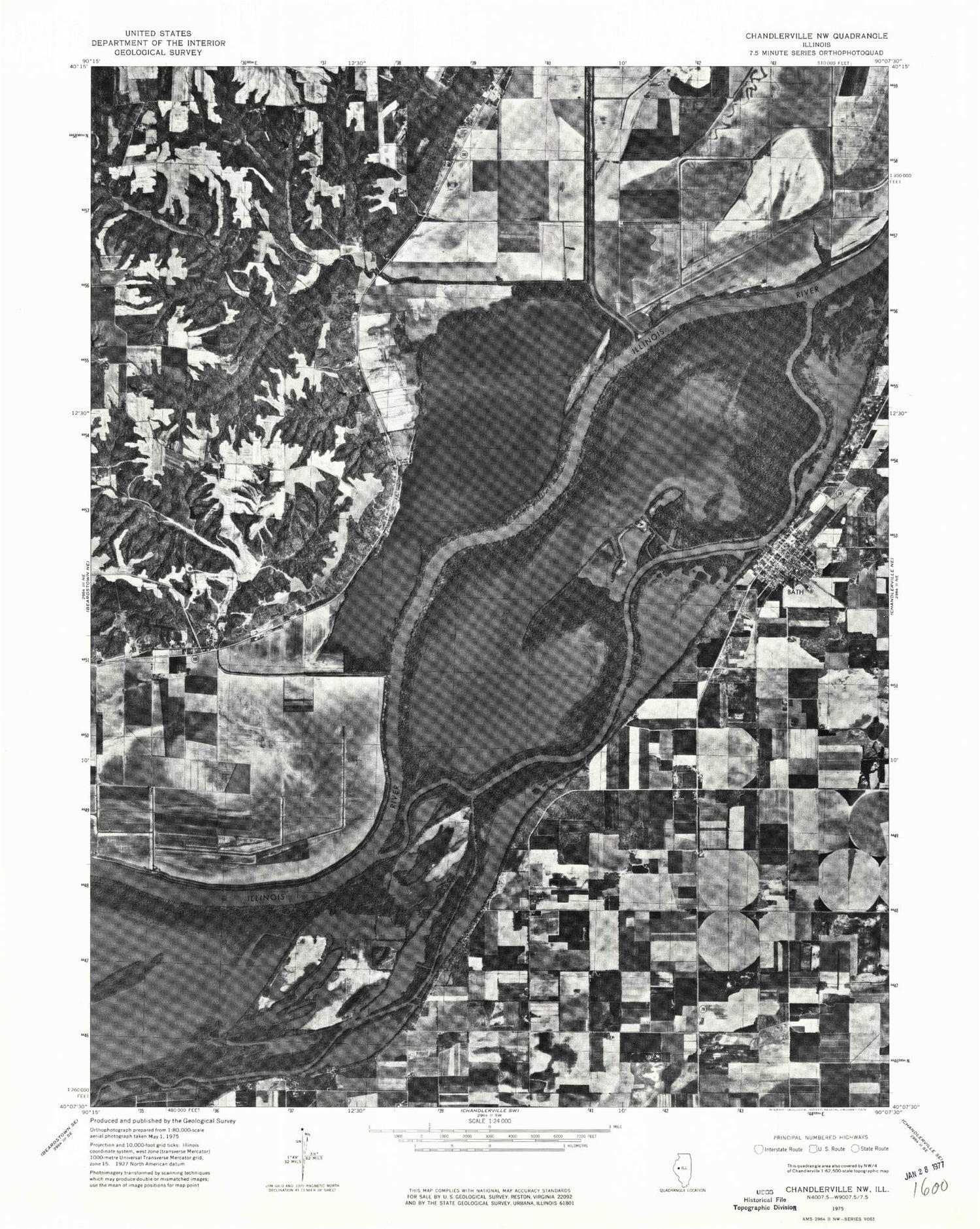 Classic USGS Bath Illinois 7.5'x7.5' Topo Map Image