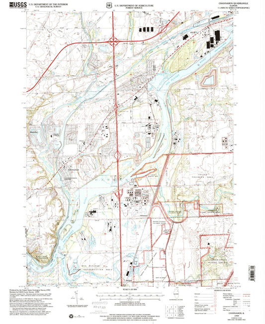 Classic USGS Channahon Illinois 7.5'x7.5' Topo Map Image