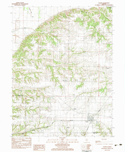 Classic USGS Chapin Illinois 7.5'x7.5' Topo Map Image