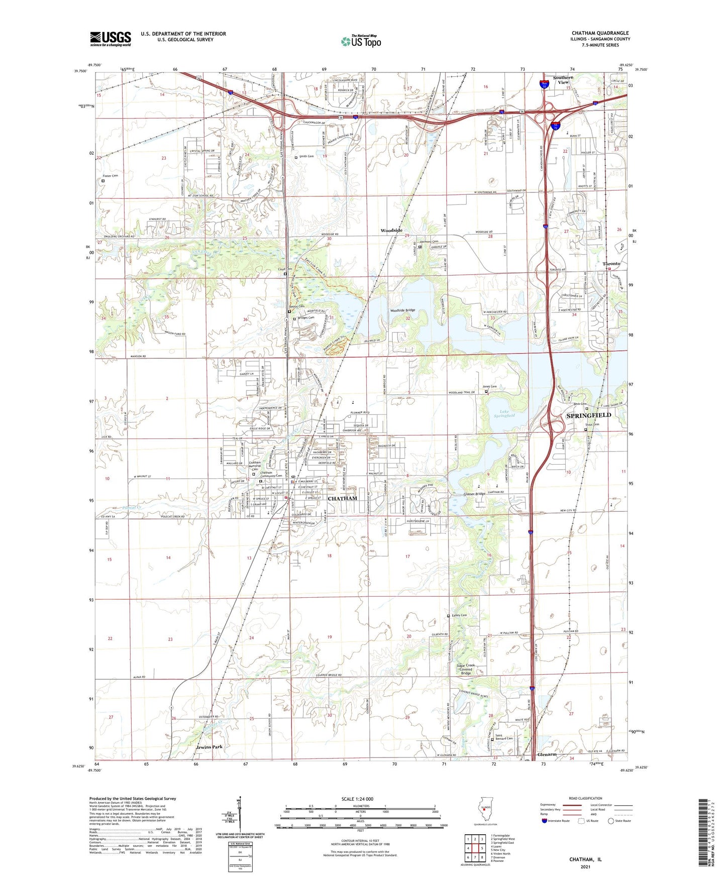 Chatham Illinois US Topo Map Image