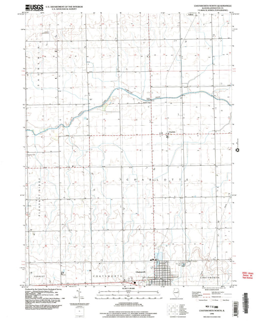 Classic USGS Chatsworth North Illinois 7.5'x7.5' Topo Map Image