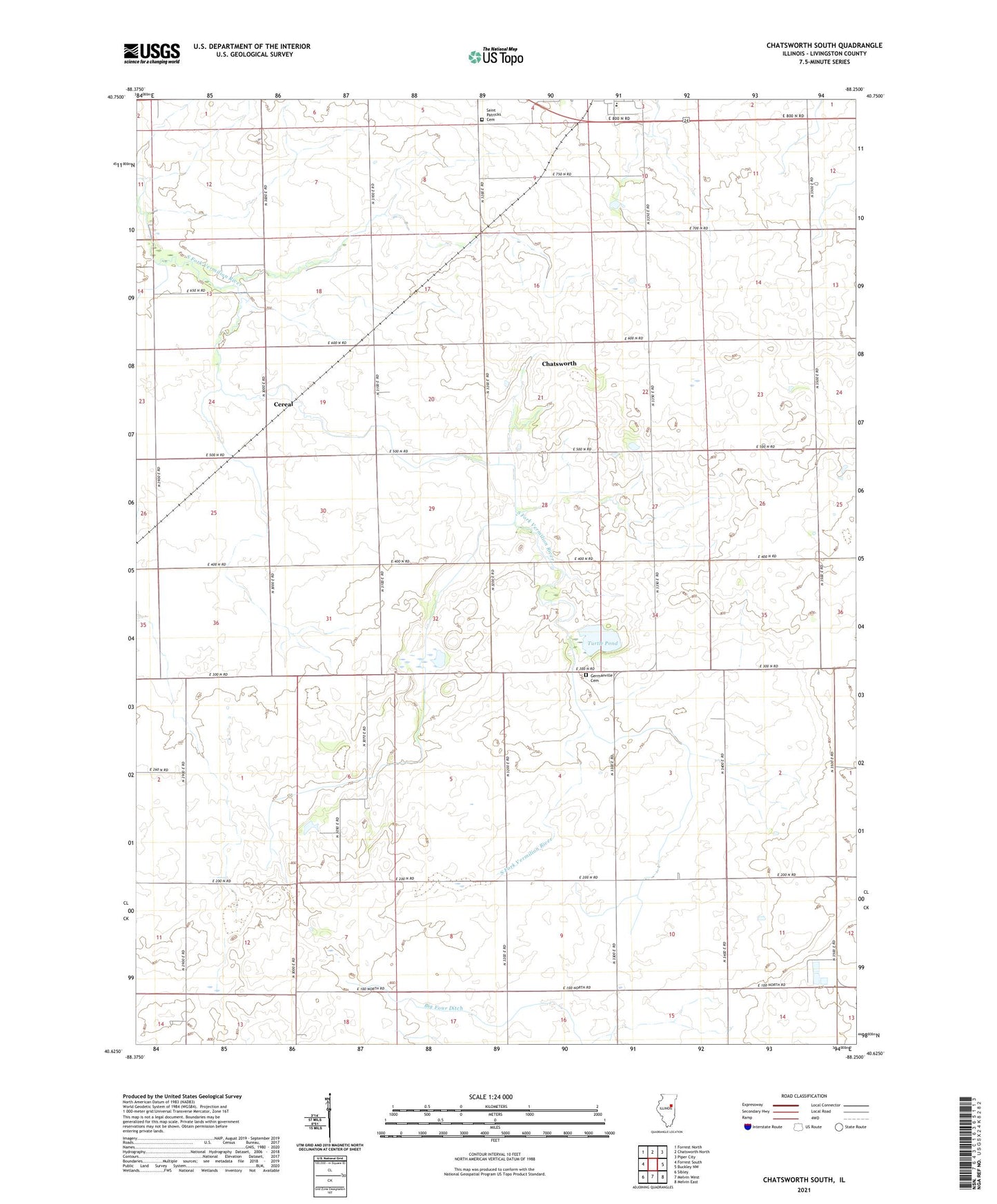 Chatsworth South Illinois US Topo Map Image
