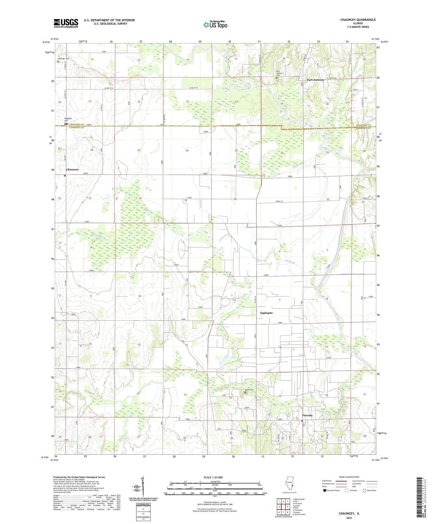 Chauncey Illinois US Topo Map Image