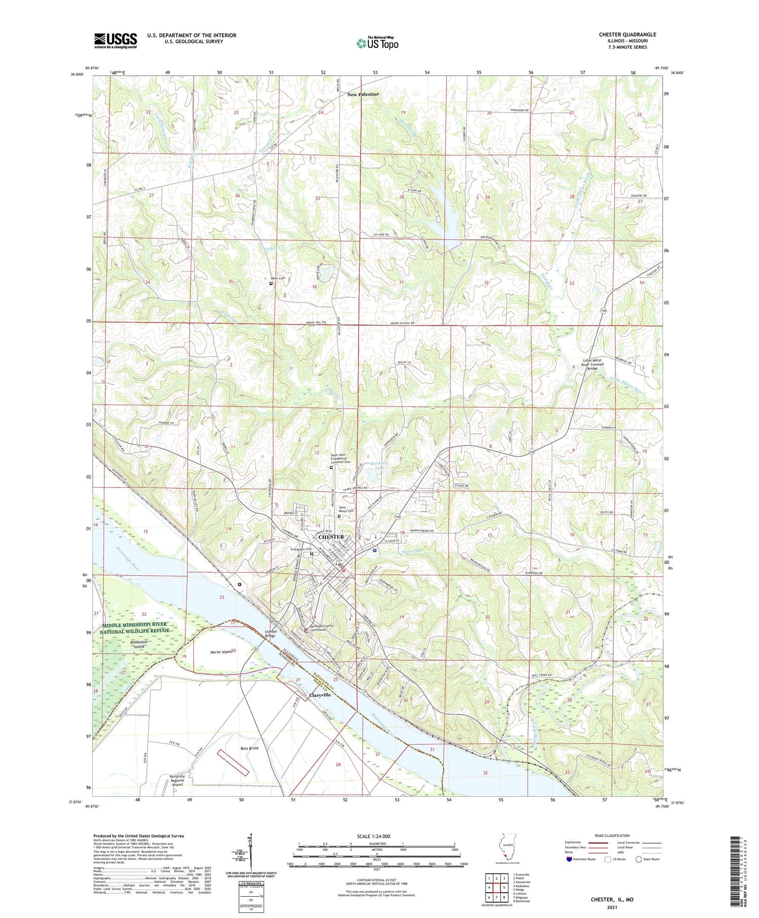 Chester Illinois US Topo Map Image