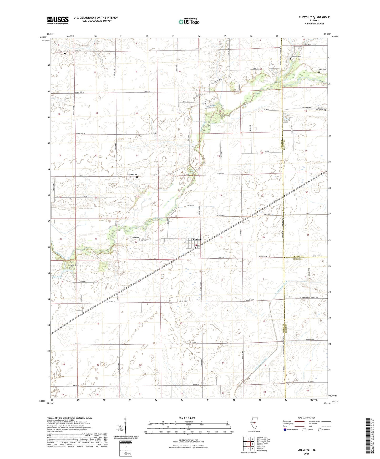 Chestnut Illinois US Topo Map Image
