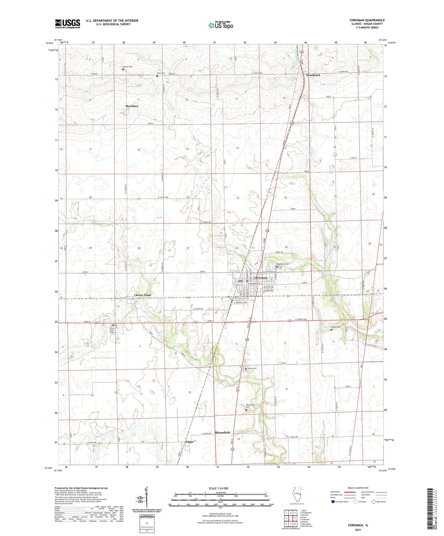 Chrisman Illinois US Topo Map Image