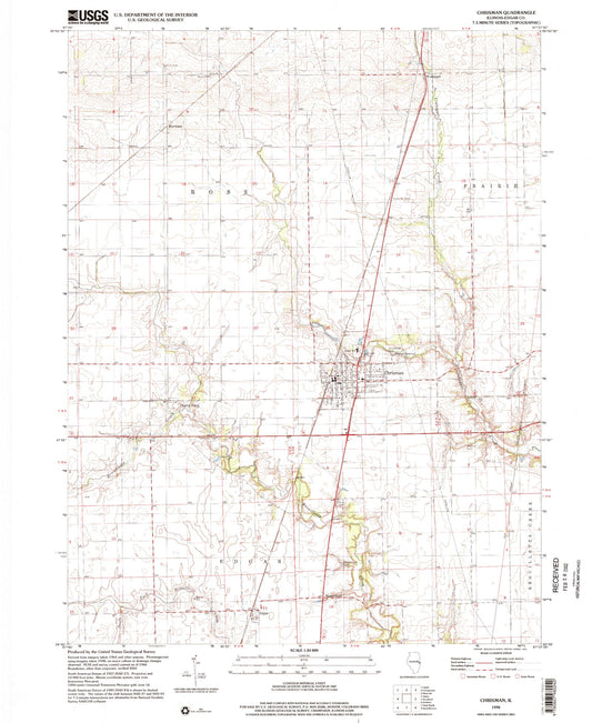 Classic USGS Chrisman Illinois 7.5'x7.5' Topo Map Image