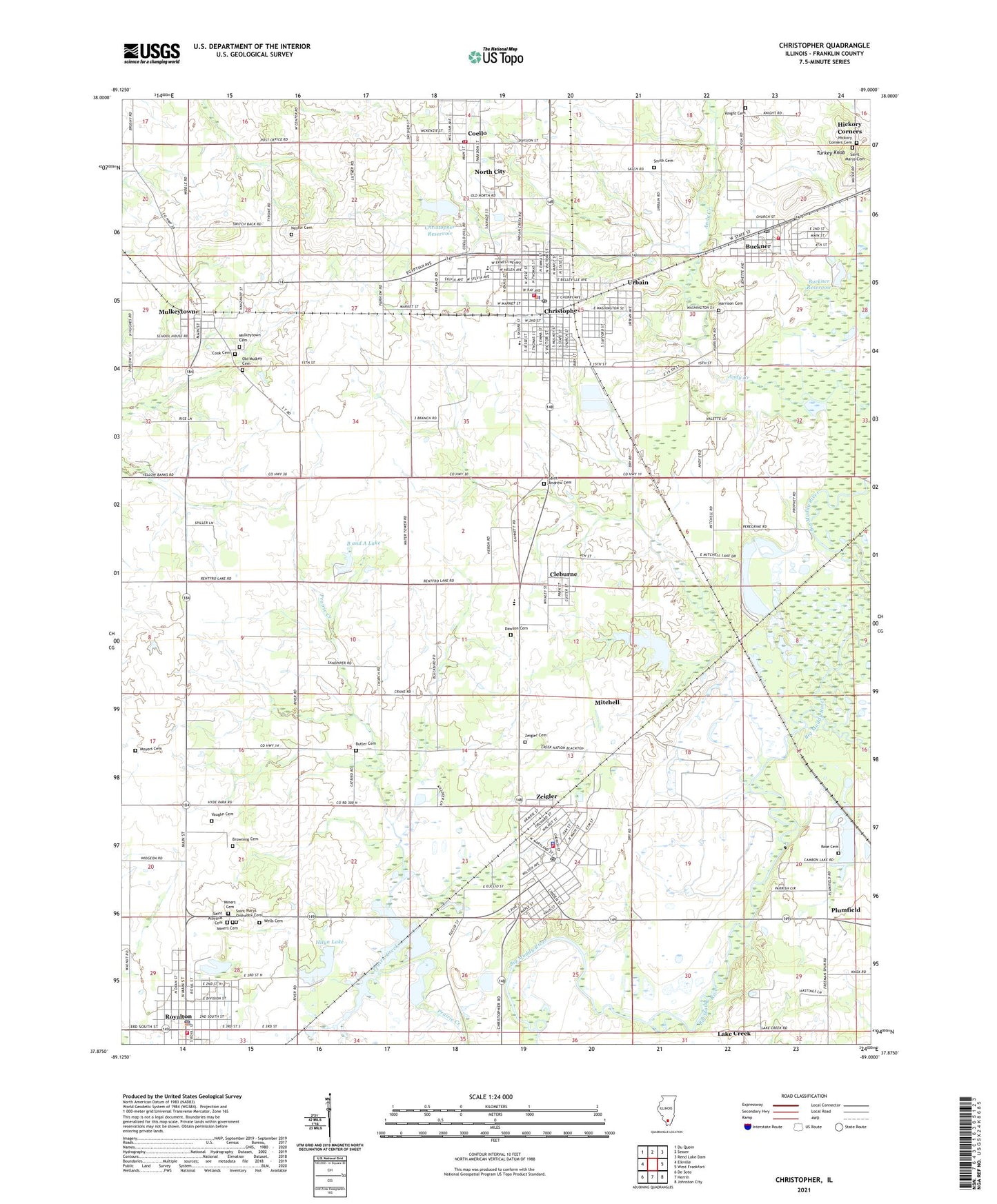 Christopher Illinois US Topo Map Image