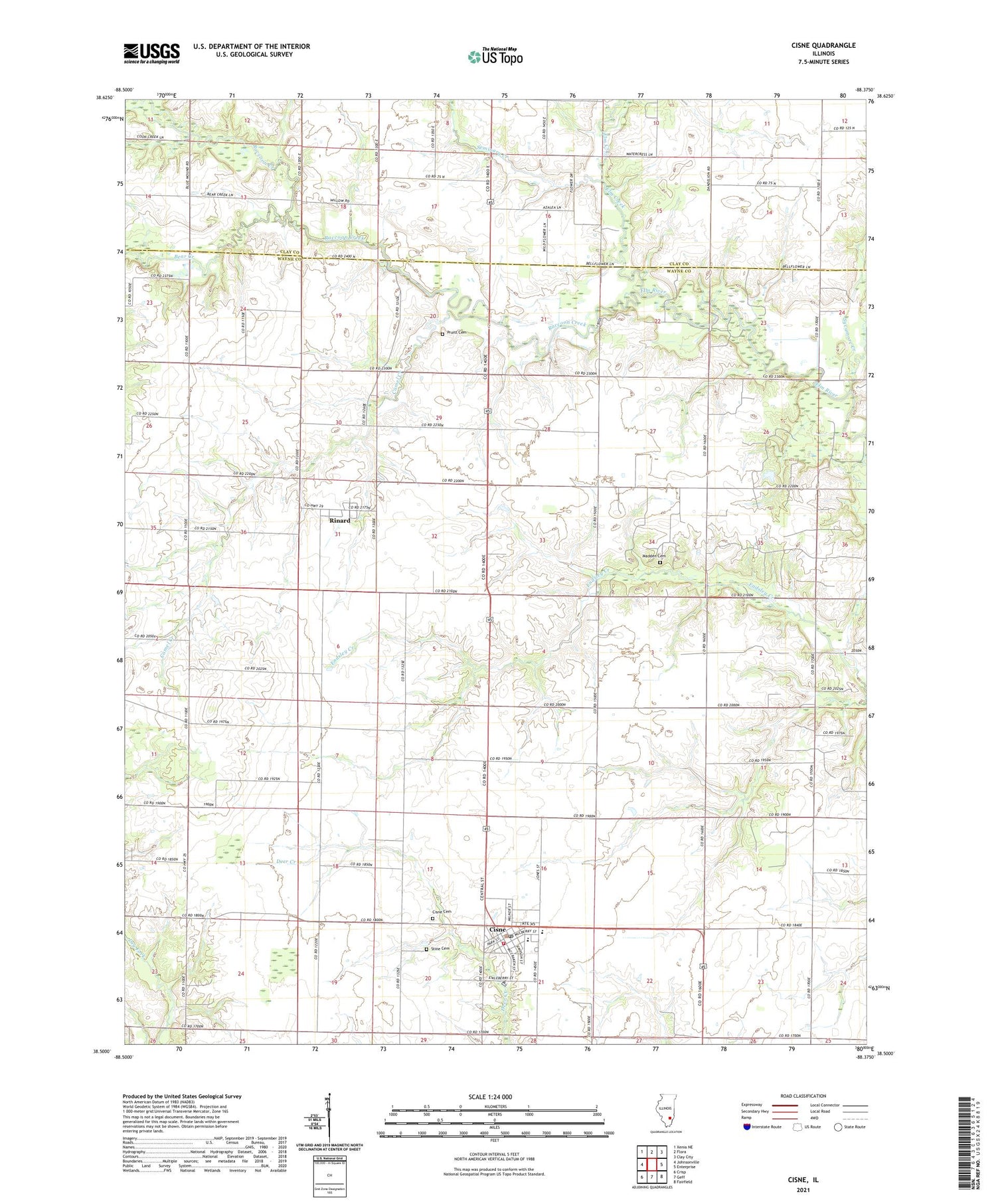 Cisne Illinois US Topo Map Image