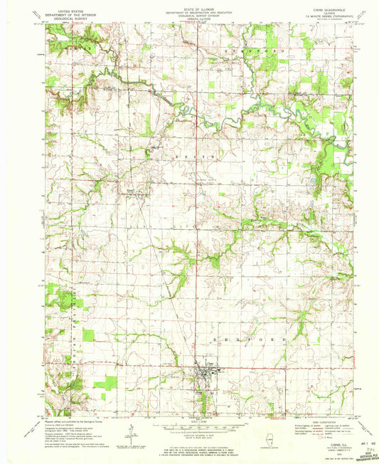 Classic USGS Cisne Illinois 7.5'x7.5' Topo Map Image