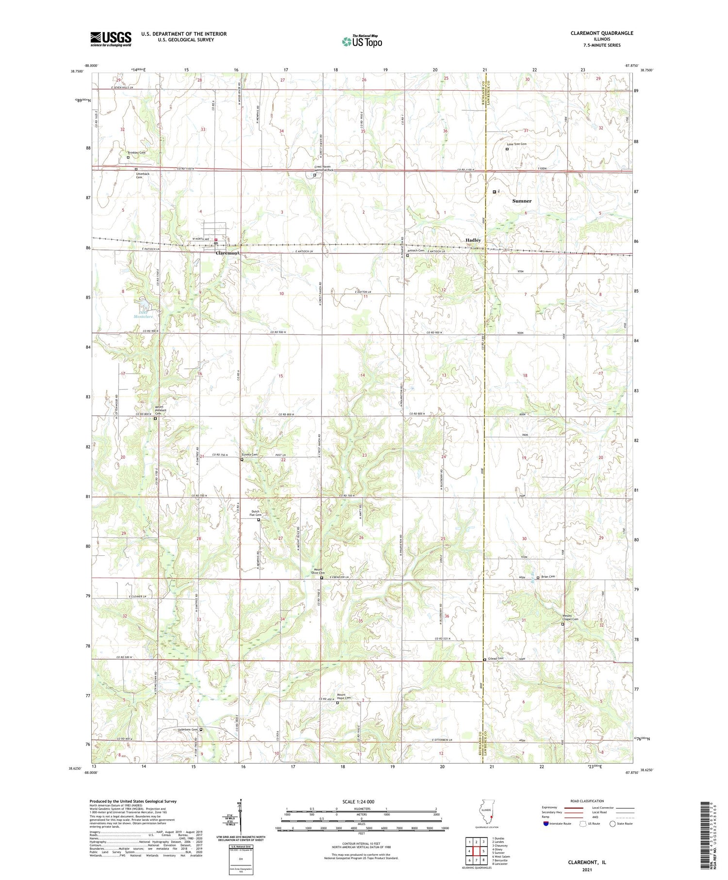 Claremont Illinois US Topo Map Image