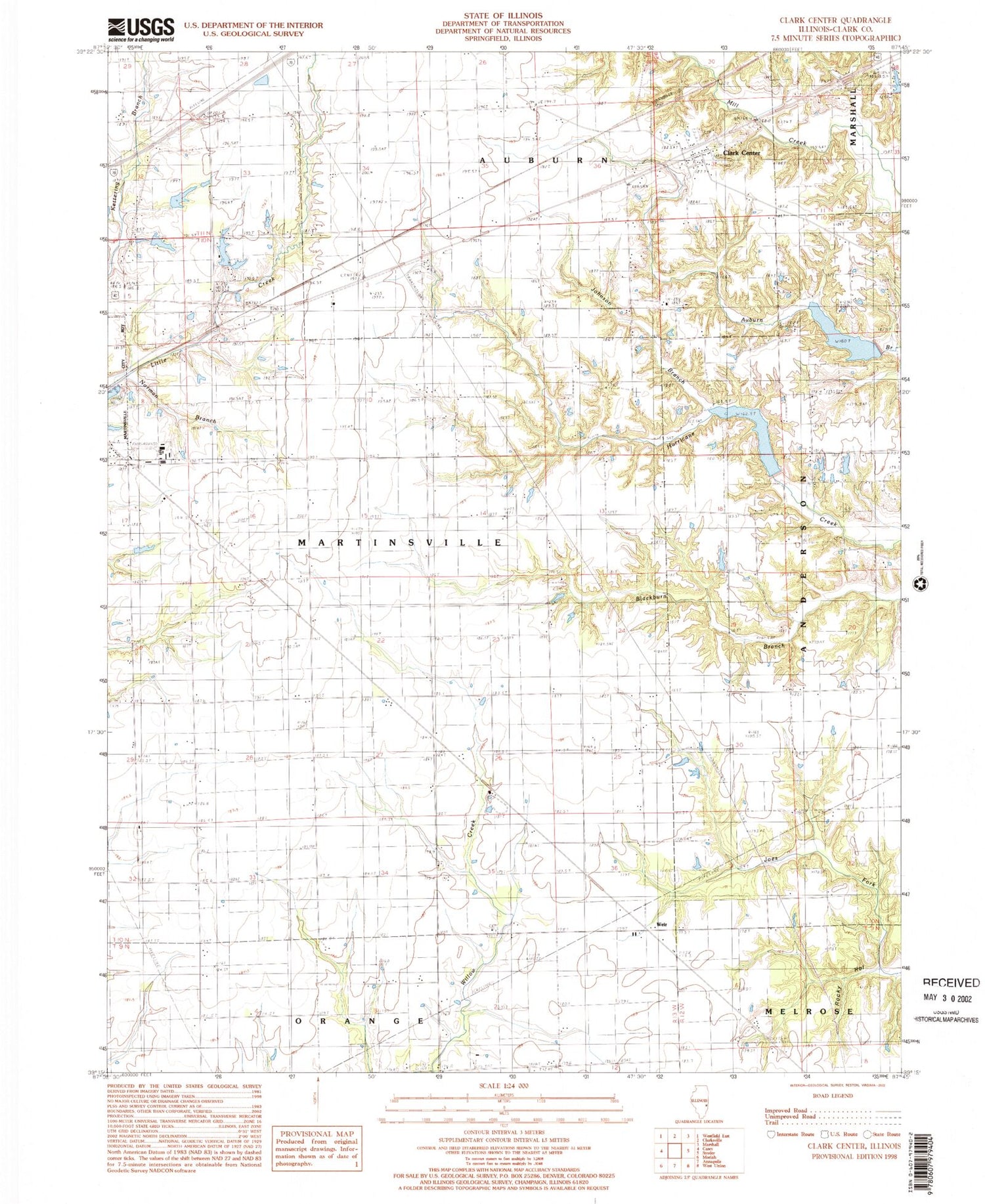 Classic USGS Clark Center Illinois 7.5'x7.5' Topo Map Image