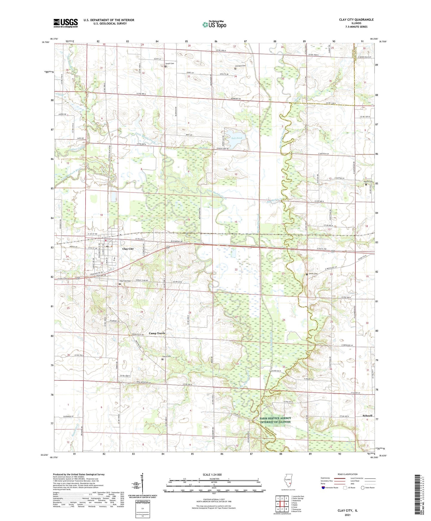 Clay City Illinois US Topo Map Image