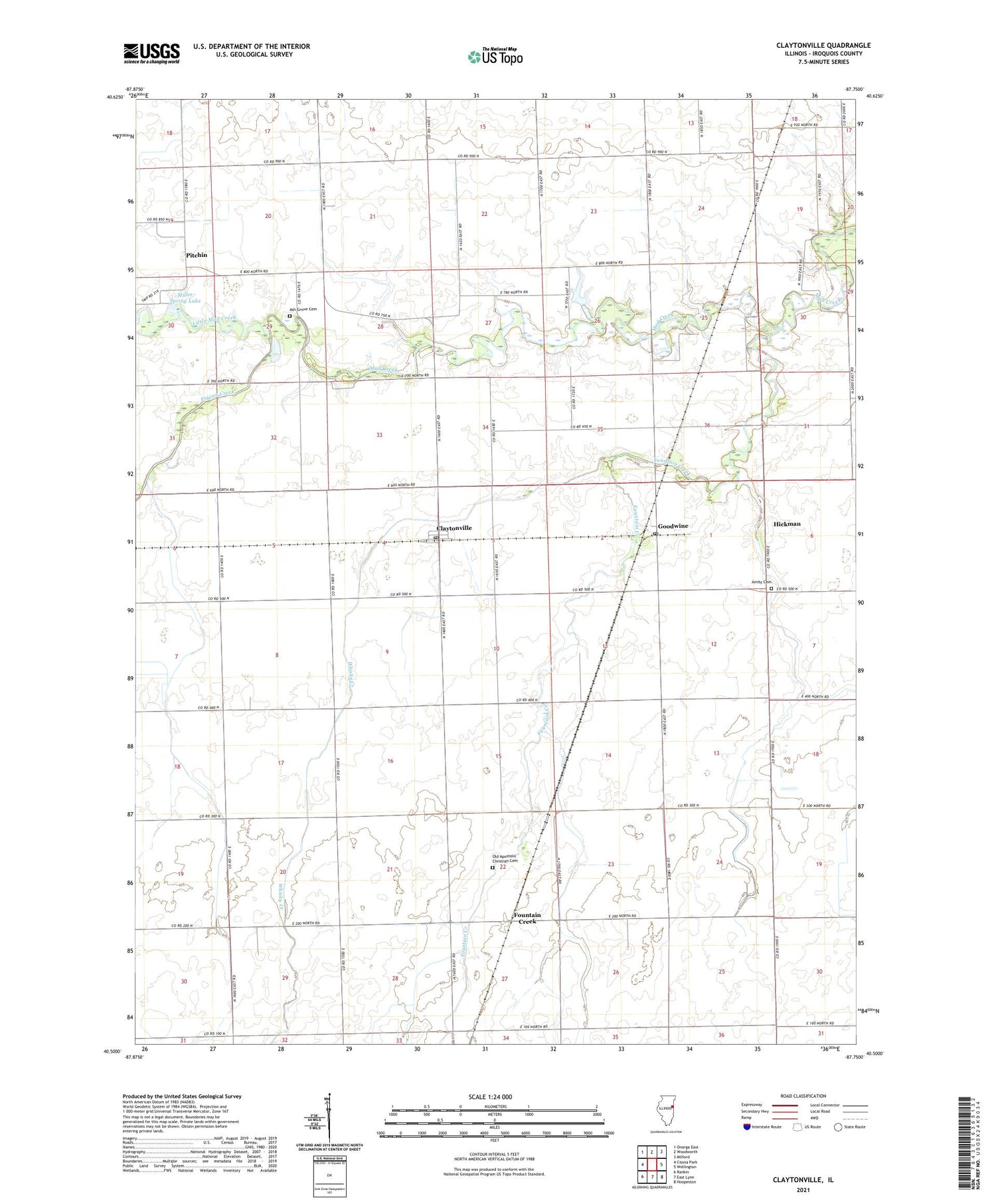 Claytonville Illinois US Topo Map Image