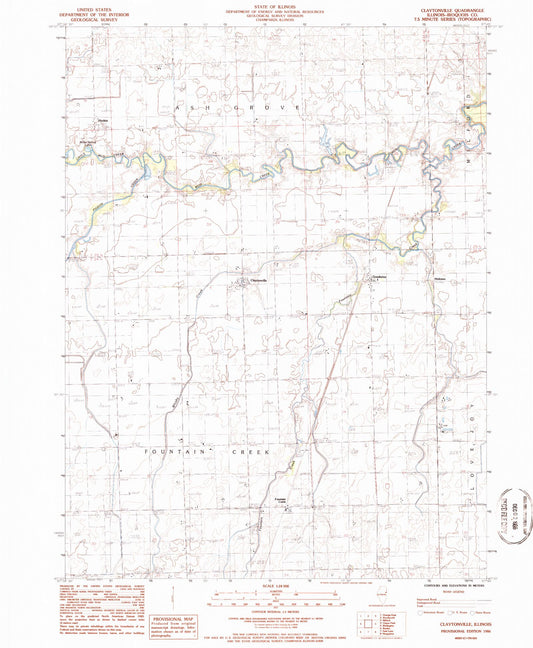Classic USGS Claytonville Illinois 7.5'x7.5' Topo Map Image
