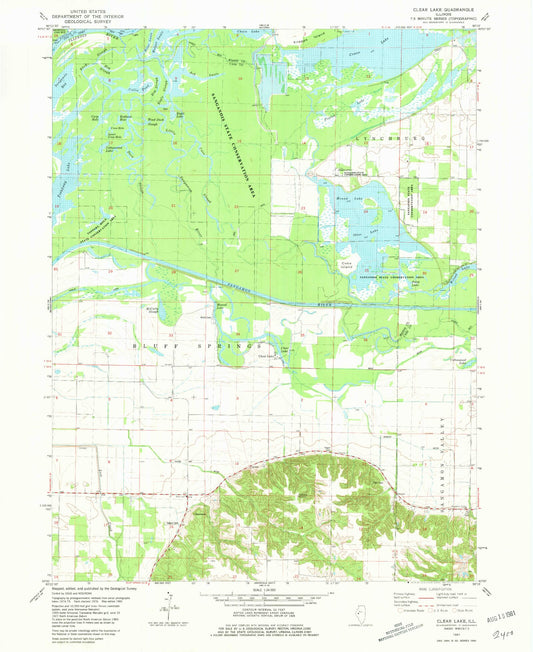 Classic USGS Clear Lake Illinois 7.5'x7.5' Topo Map Image