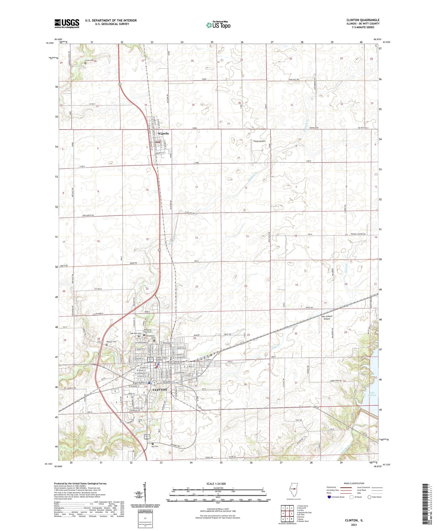 Clinton Illinois US Topo Map Image